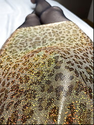 Shiny gold dress with stocking