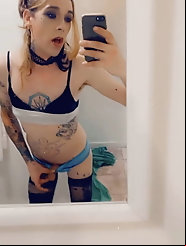 Fatty shemale slut takes off hot underwear